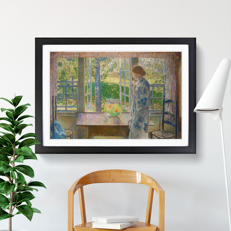 The Goldfish Window by Childe Hassam - Picture Frame Painting, 36cm H x 48cm W x 2cm D, Black