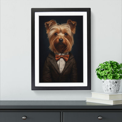 XYZ-FRM-V1223-1722 Yorkshire Terrier In A Suit Painting No.4 - Single Picture Frame Print on Wood