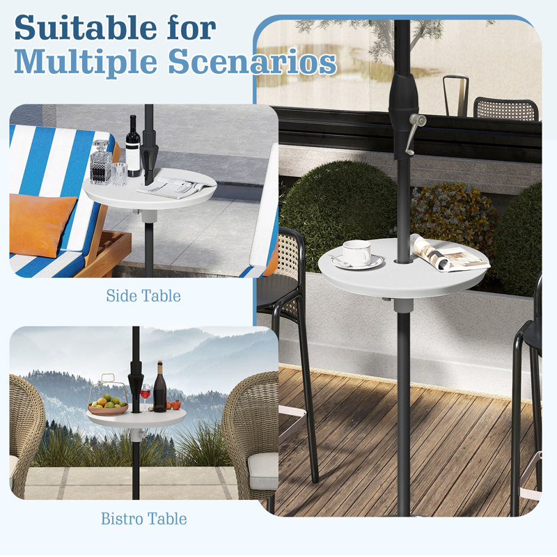 Round Outdoor with Umbrella Hole Side Table - 50 cm W 50 cm D