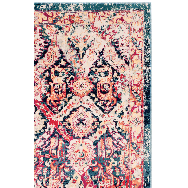 Tapis oriental bleu / fuchsia Annette, Rectangle 5 pi 1 po x 7 pi 6 po