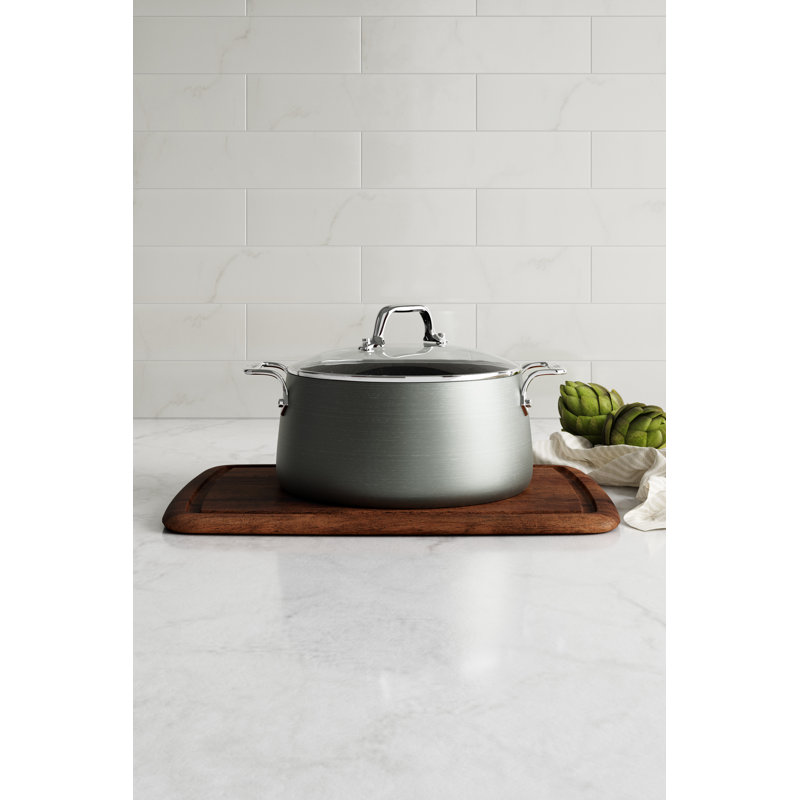 8-Quart Black Aluminum Stock Pot with Lid