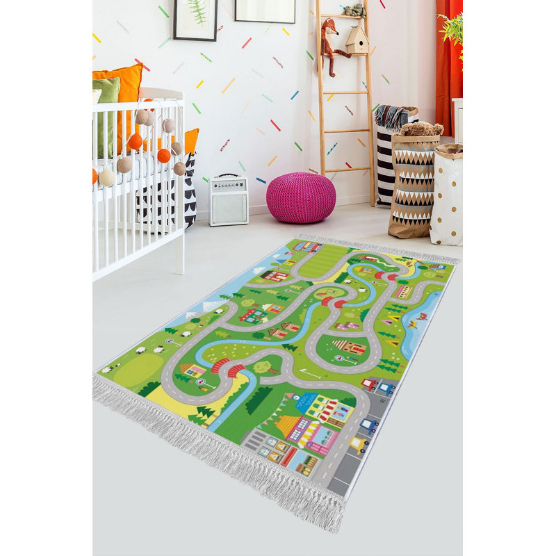 Snavely Cotton Green/Grey/Blue Rug, Rectangle 180 x 280cm