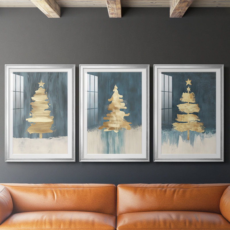 Christmas Holiday Art CXCV - reproduction sur mesure encadrée de qualité supérieure - 3 pièces, H 19 po x l 27 po