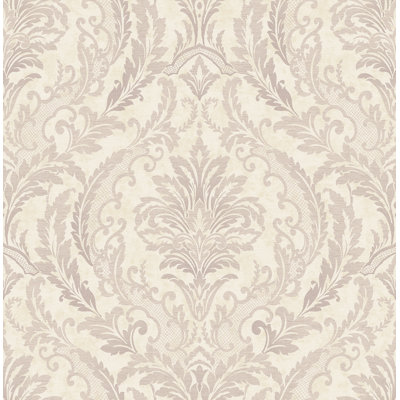  Designs Metallic Alabaster & Lavender Canary Paisley Damask Unpasted Wallpaper