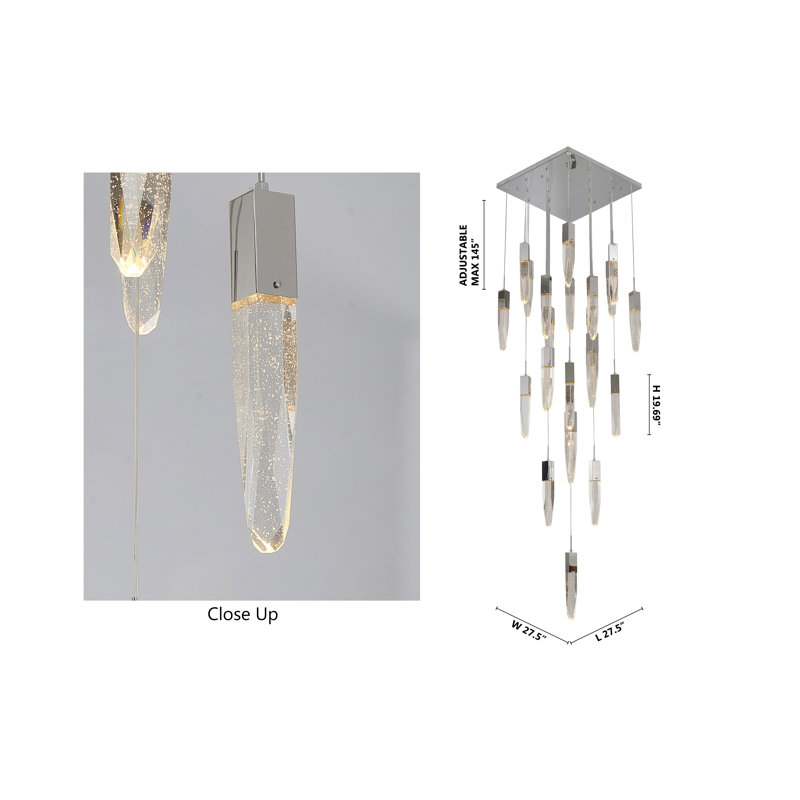This Exquisite Chandelier Is In A Gold Finish. The Frame Is Made Out Of Metal, And It Comes With Hanging Clear Iceberg Bubble Crystals. You Can Create A Timeless Feel While Using Modern Forms.