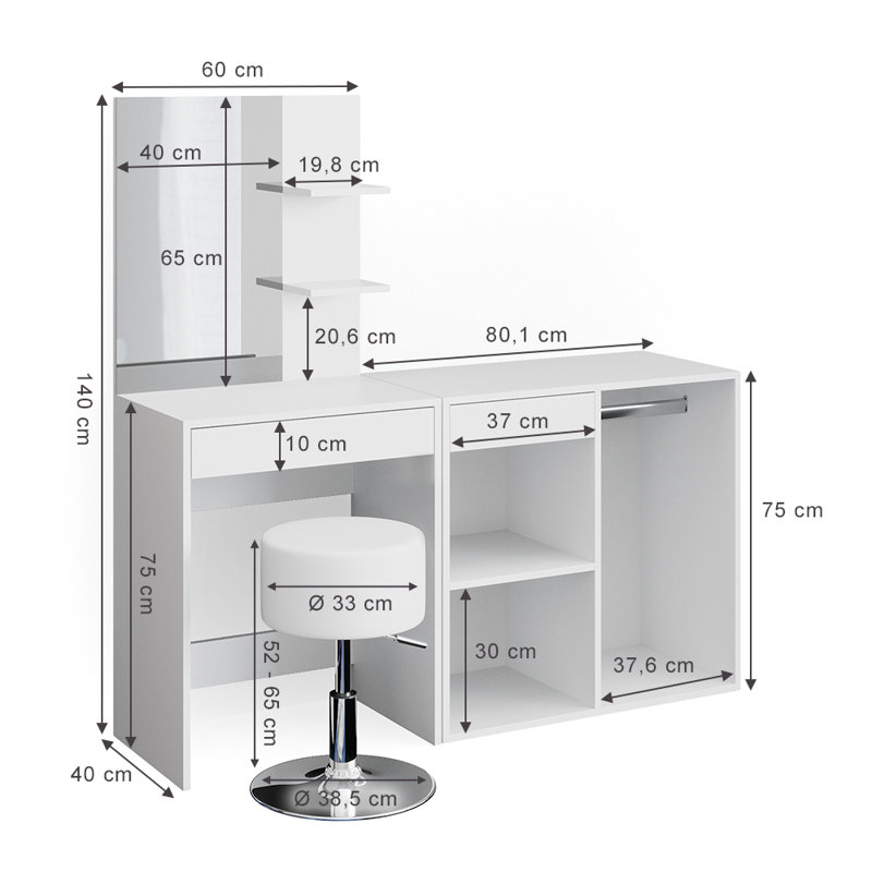 Allo Dressing Table with Mirror