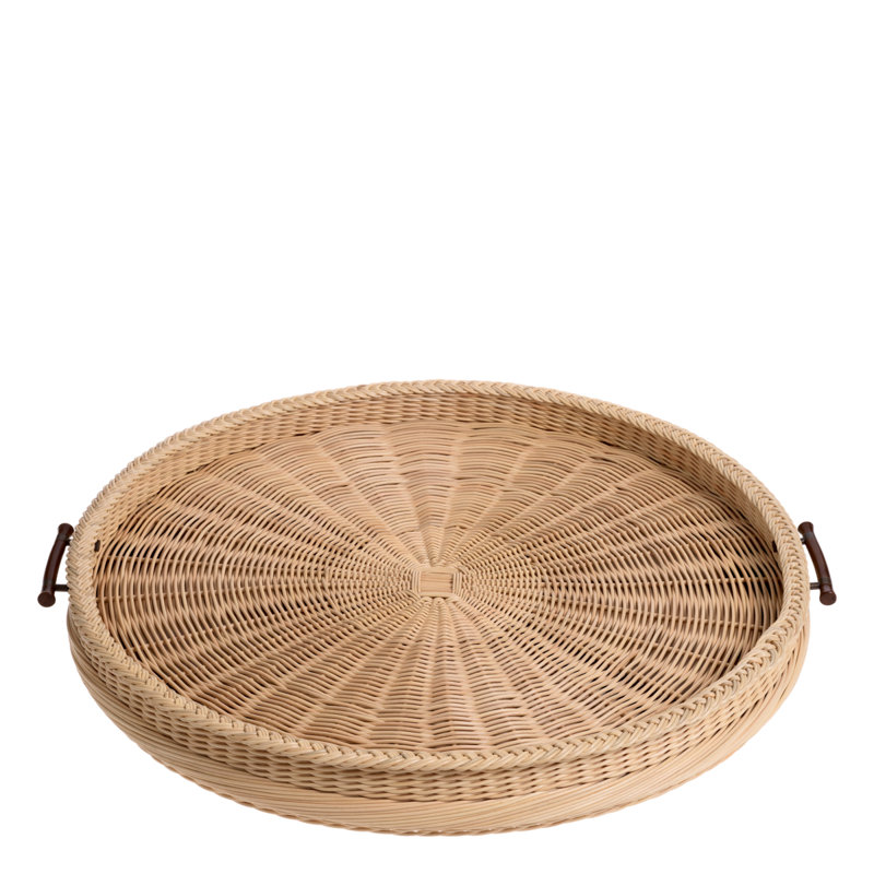 Tray Vimini L Natural Rattan, 3.54" H x 32.68" W x 32.68" D