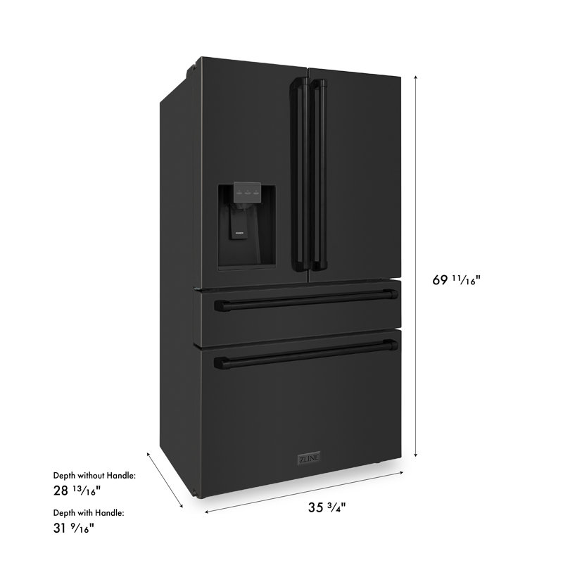 ZLINE 36" 21.6 cu. ft Freestanding French Door Refrigerator with Water and Ice Dispenser in Fingerprint