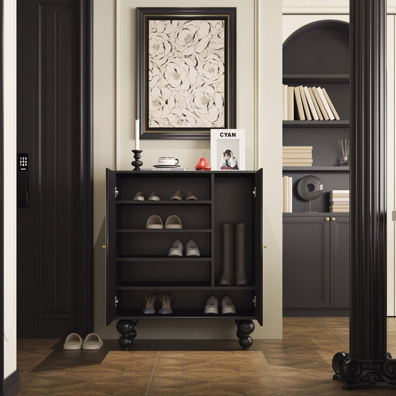 Commode d'entrée en bois massif chinois, Noir