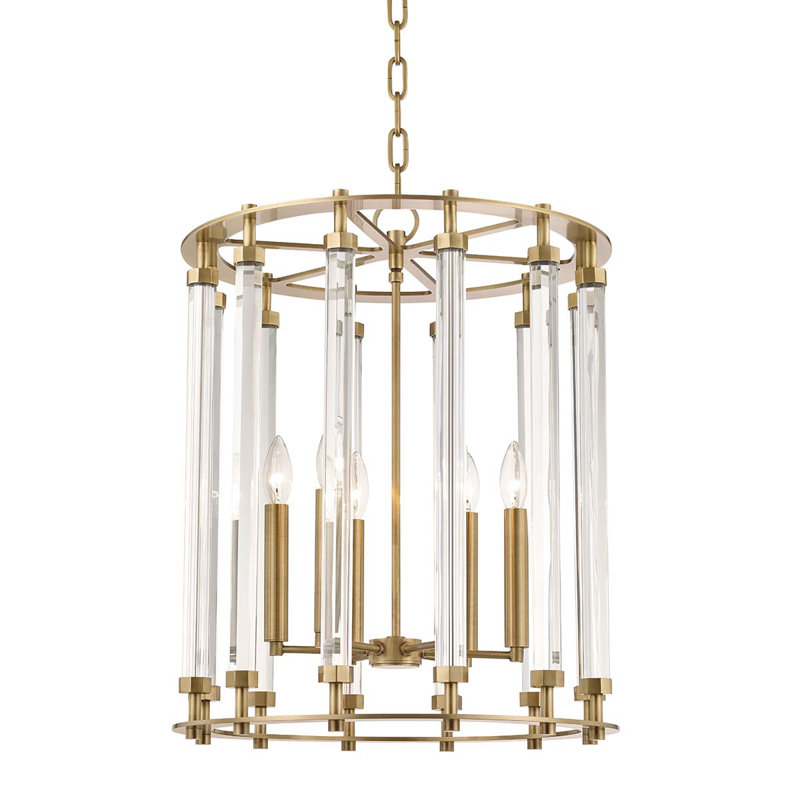 Lustre géométrique à 6 lumières Haddon, Laiton vieilli