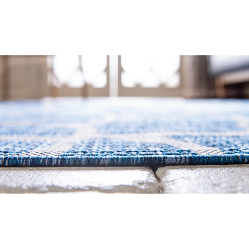 Tapis intérieur / extérieur bleu / gris Muro, Tapis de couloir 2 pi x 6 pi 1 po