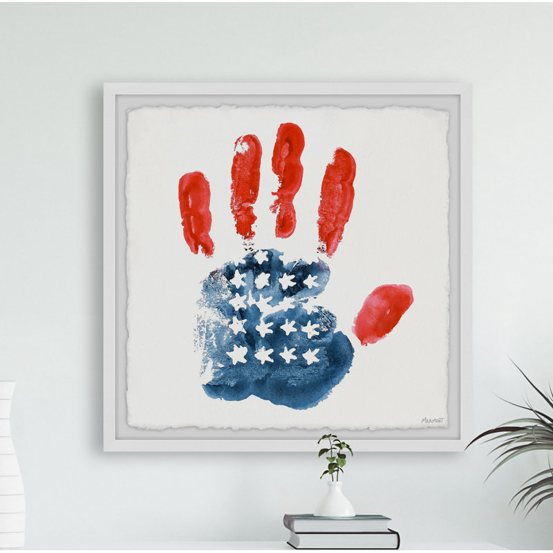 " American Flag Handprint " Painting Print, 18" H x 18" W x 1.5" D