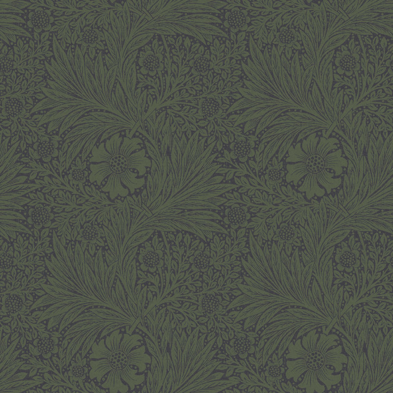 William Morris At Home SS24 Floral Metallic Wallpaper Double Roll, Green