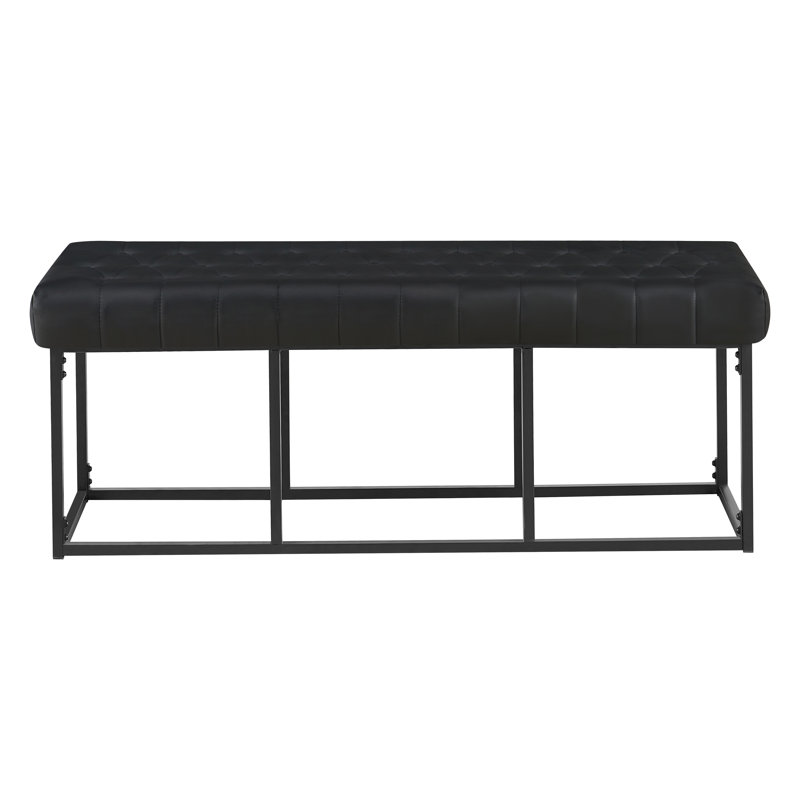 Banc en similicuir Olmsted avec pieds en métal, Noir