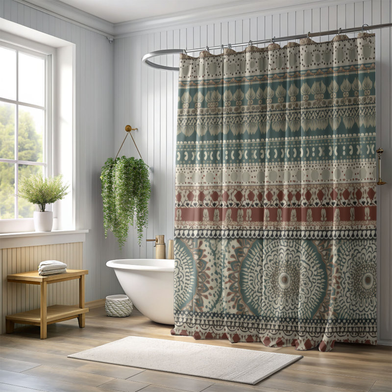 Rideau de douche Boho Paisley - Premium, H 74 po x l 71 po
