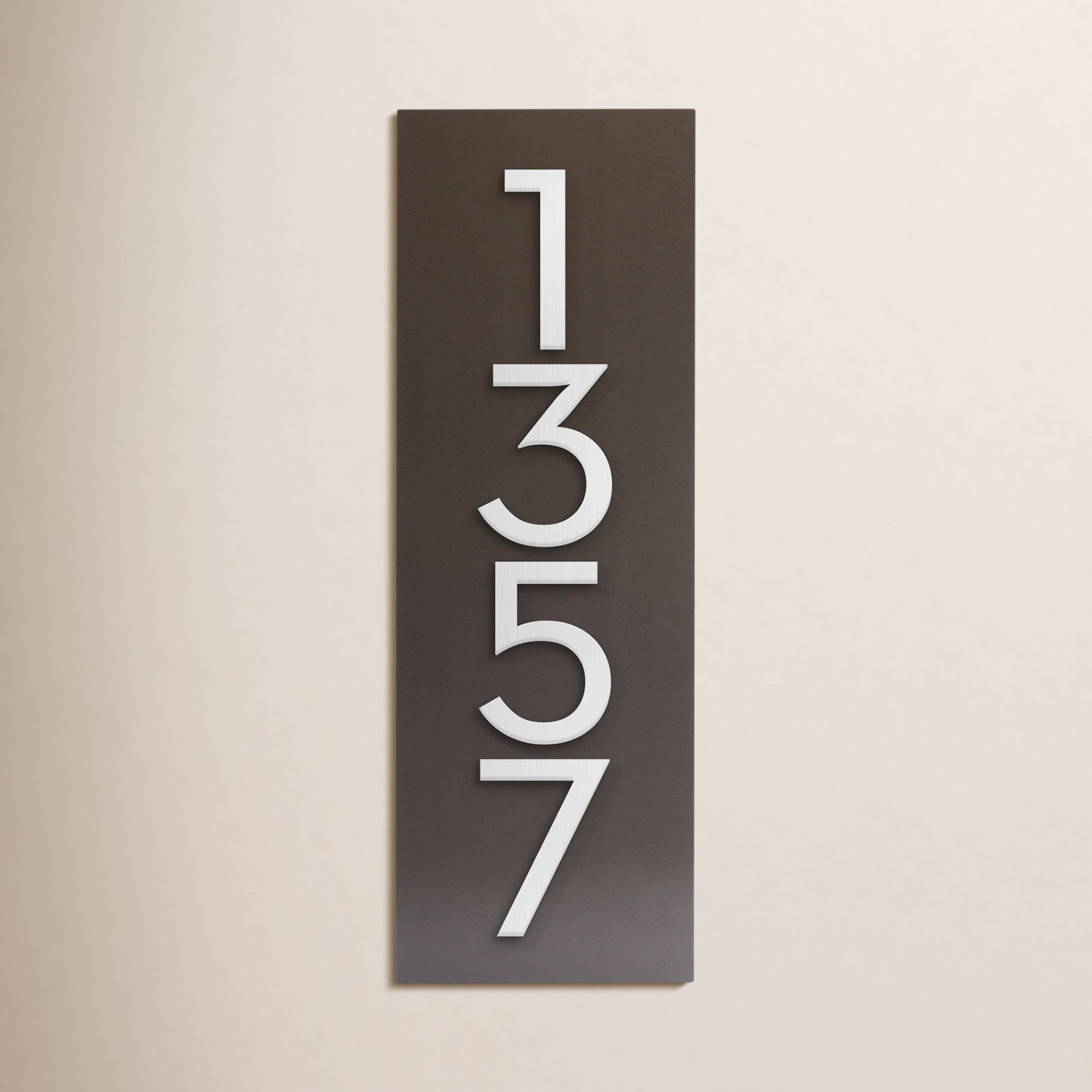 Wall Address Plaque, Silver, Yes, Brown