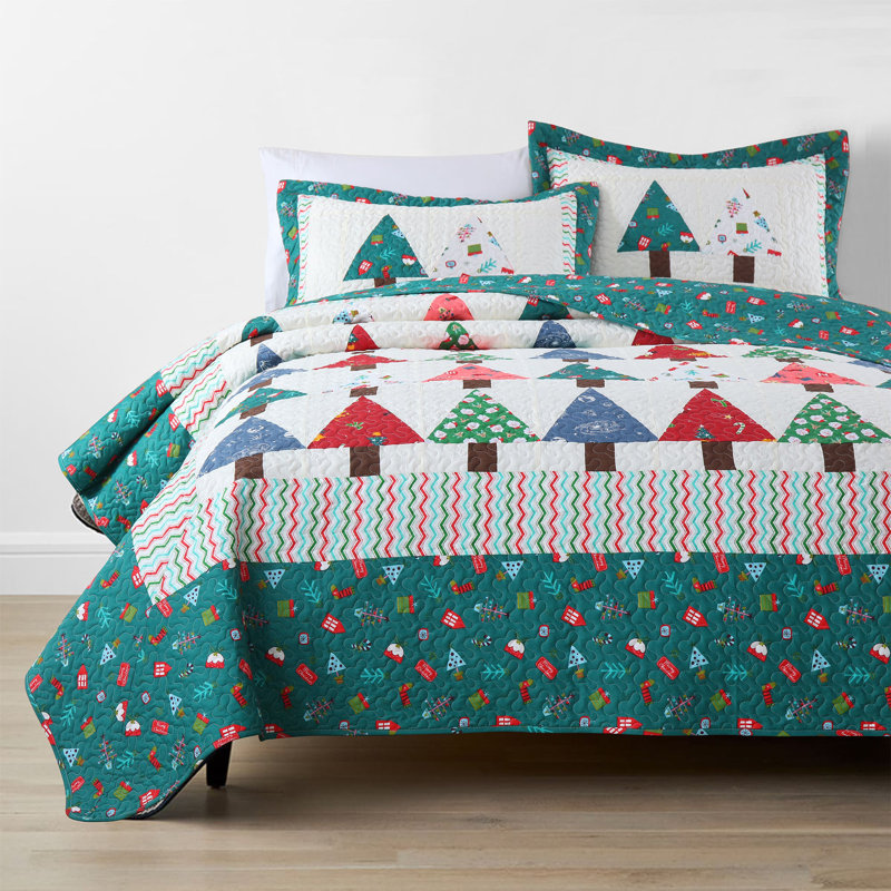 Ensemble de courtepointe 100% coton Madaleine, Courtepointe pour très grand lit + 2 tailles déc