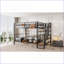 Lit mezzanine double en métal avec escalier, table de rangement basse et amp; Tablettes - noir, aucun sommier nécessaire-746019406
