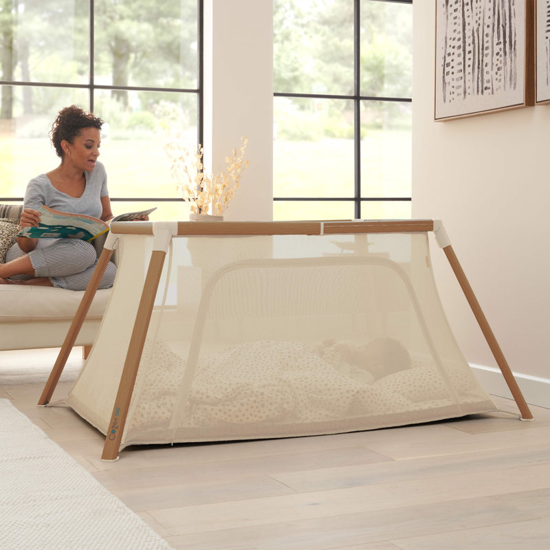 Tutti Bambini CoZee Go 3-in-1 Bassinet, Travel Cot & Playpen, Scandinavian Walnut/Ecru