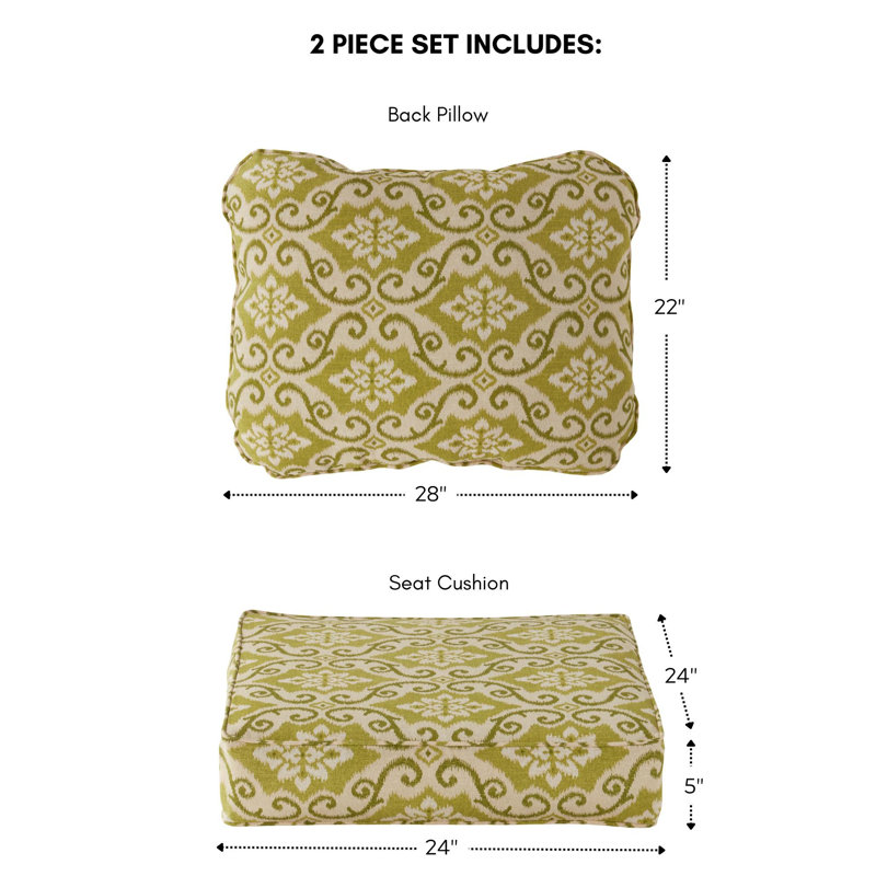 Ensemble de coussins de siège d'extérieur 2 pièces, Shoreham à motif ikat