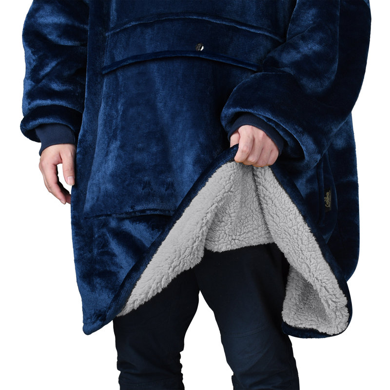Sweat à capuche surdimensionné et douillet à capuche réversible, Bleu / argent Sherpa