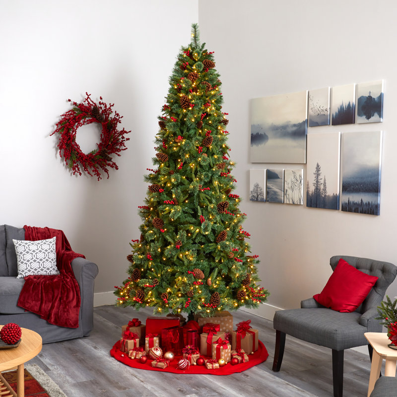 Lighted Artificial Christmas Tree, 9' H