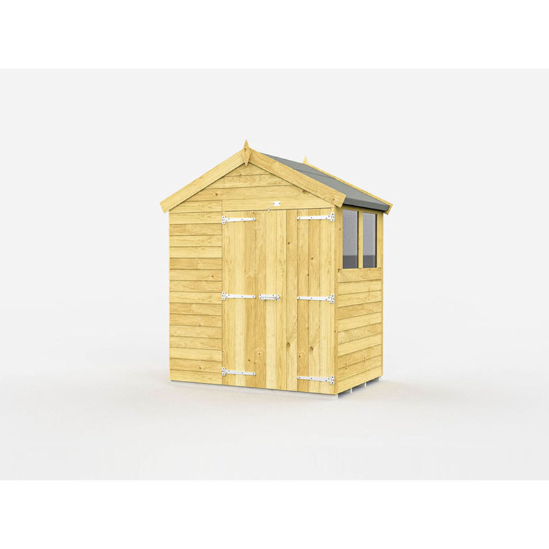 6ft x 4ft Apex Shed - Double Door with Windows