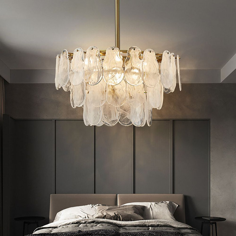 Cloude Modern 8-Light 3-Tier Unique Statement Cloud Glass Chandelier with Adjustable Hanging Rod Includes 8 G9 Bulbs Works with Dimmer Switch Hardwired Metal and Glass for Living Dining Bedroom
