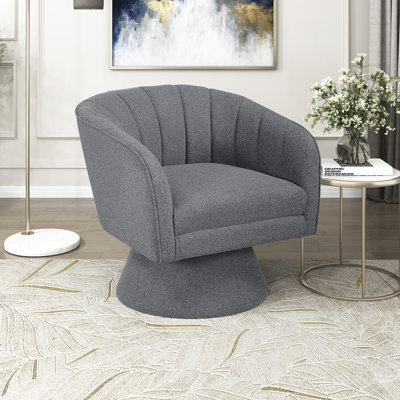Charley Round Arms Boucle Swivel Chair