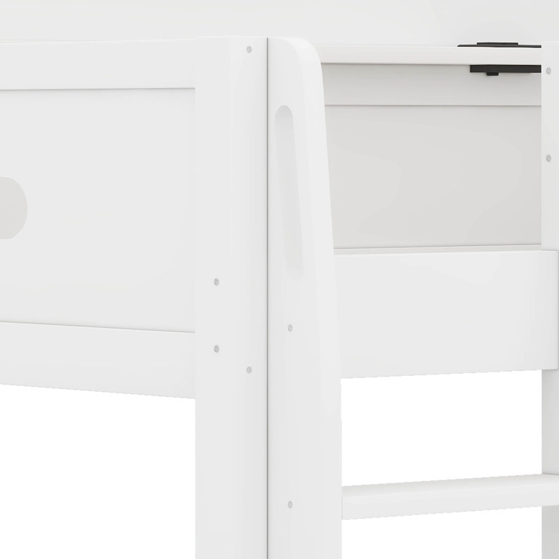 Queen Over Queen Bunk Bed With Storage Shelves & USB Ports, White