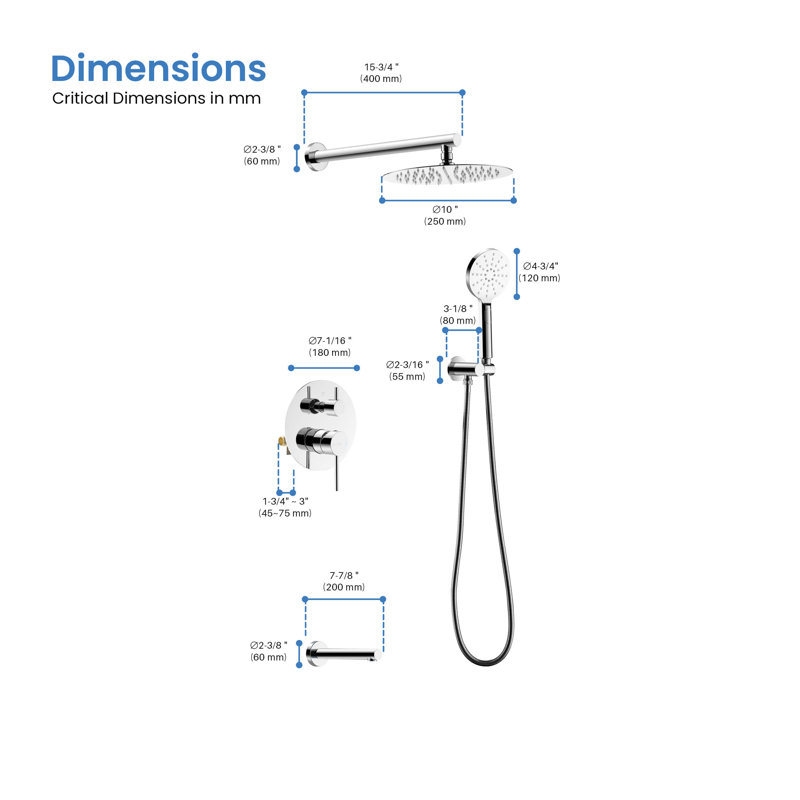Fixation murale circulaire avec valve brute, Chrome chrome