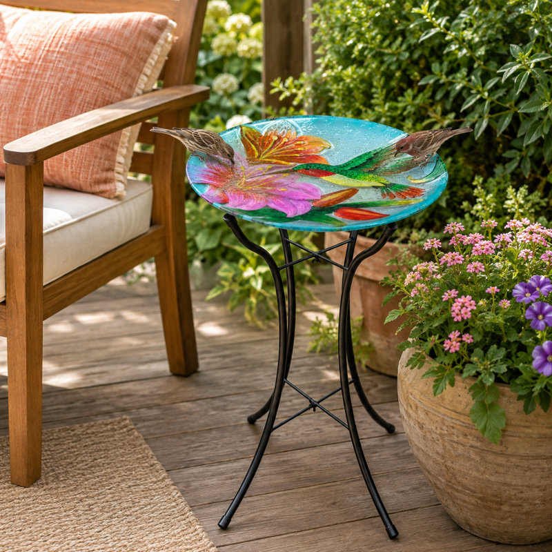 Bain d'oiseaux en verre Liviana