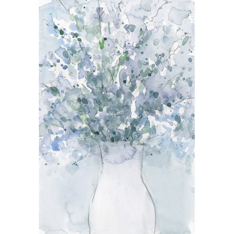 Powder Blue Arrangement in Vase I by Samuel Dixon - Painting, Black Floater Framed, 91 cm H x 61 cm W