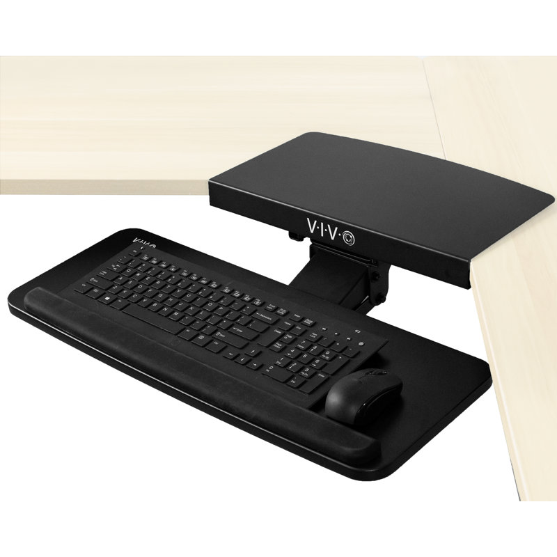 Adjustable Black Steel Keyboard Tray with Corner Connector