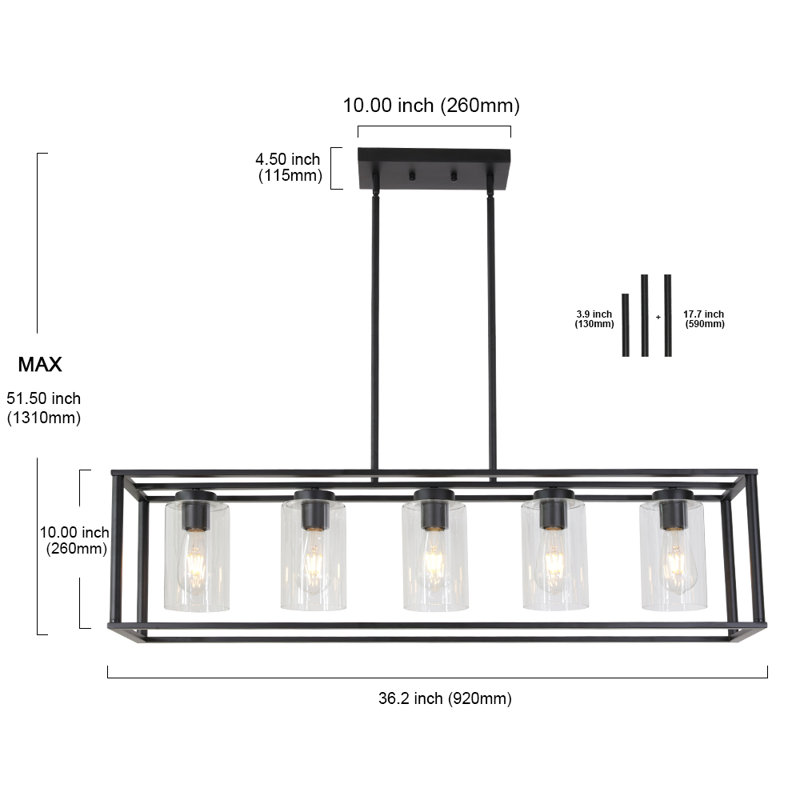 Nayshawn 5 - Light Kitchen Island Pendant, Black
