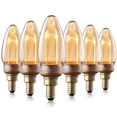 LED Chandelier Bulb Dimmable, Vintage Edison Bulb, C11 Filament Candle Bulb Amber Glass, Soft White