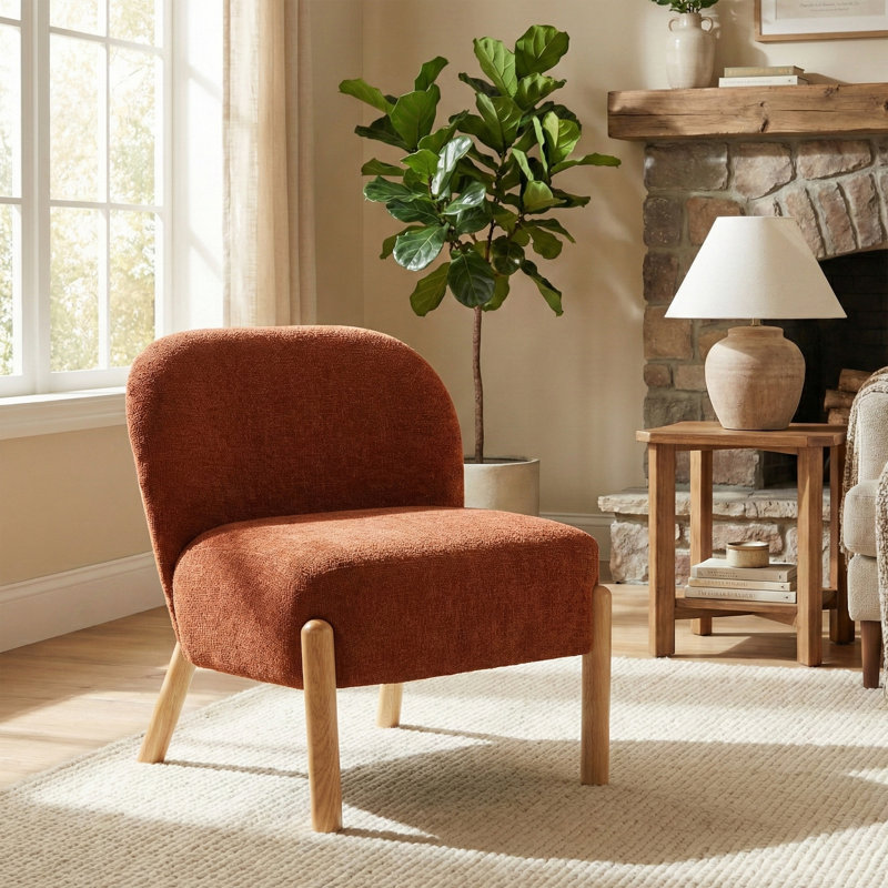 Alarick Soft Touch Fabric Accent Chair, Rust