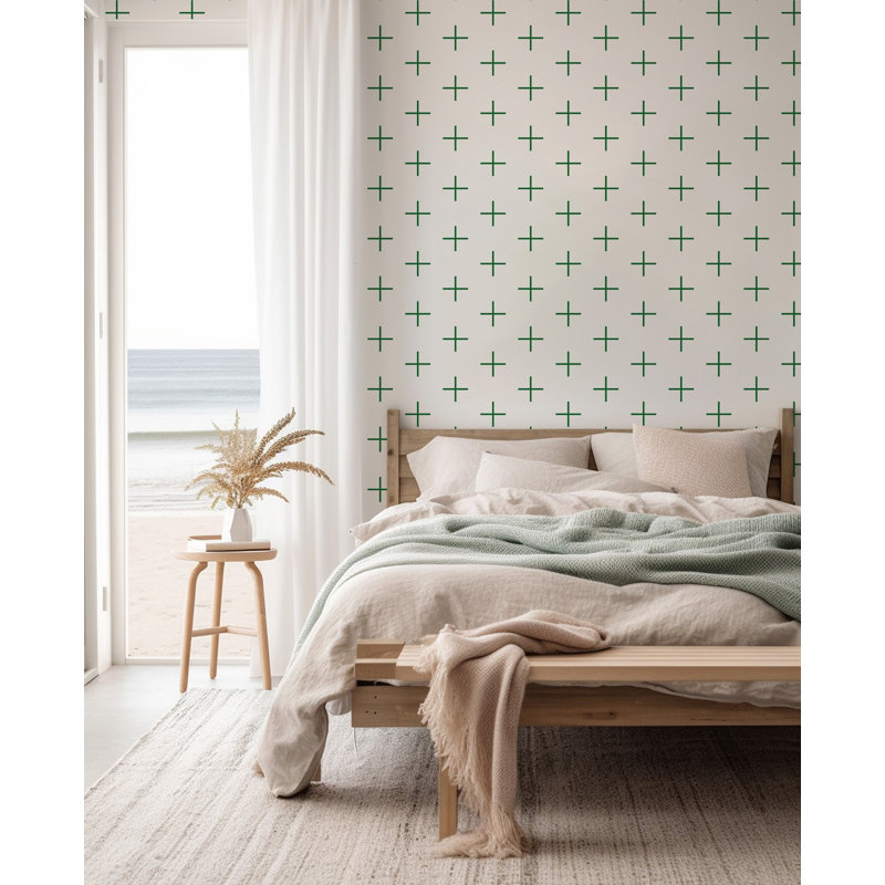 Addition Large 10' L x 24" W Wallpaper Roll, Signature Green, Faux Grasscloth, Non-pasted