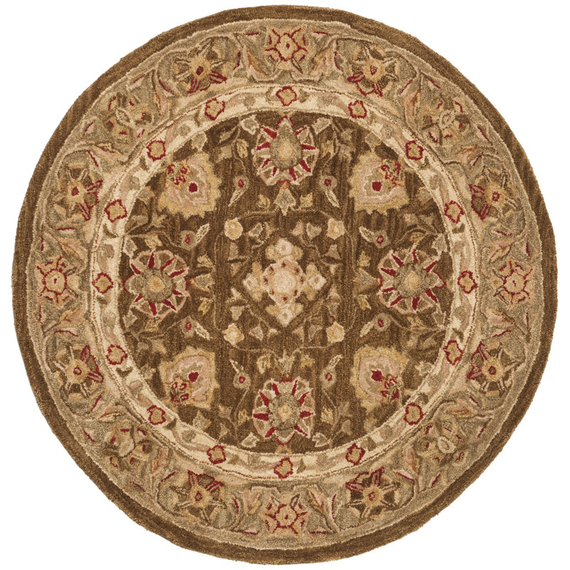 Tapis oriental en laine touffeté à la main Tingley, Rond 4 pi