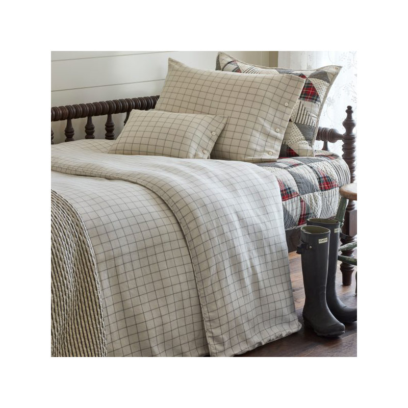 Schoolhouse Windowpane Plaid Cotton Duvet Cover, King Duvet Cover, Black Plaid