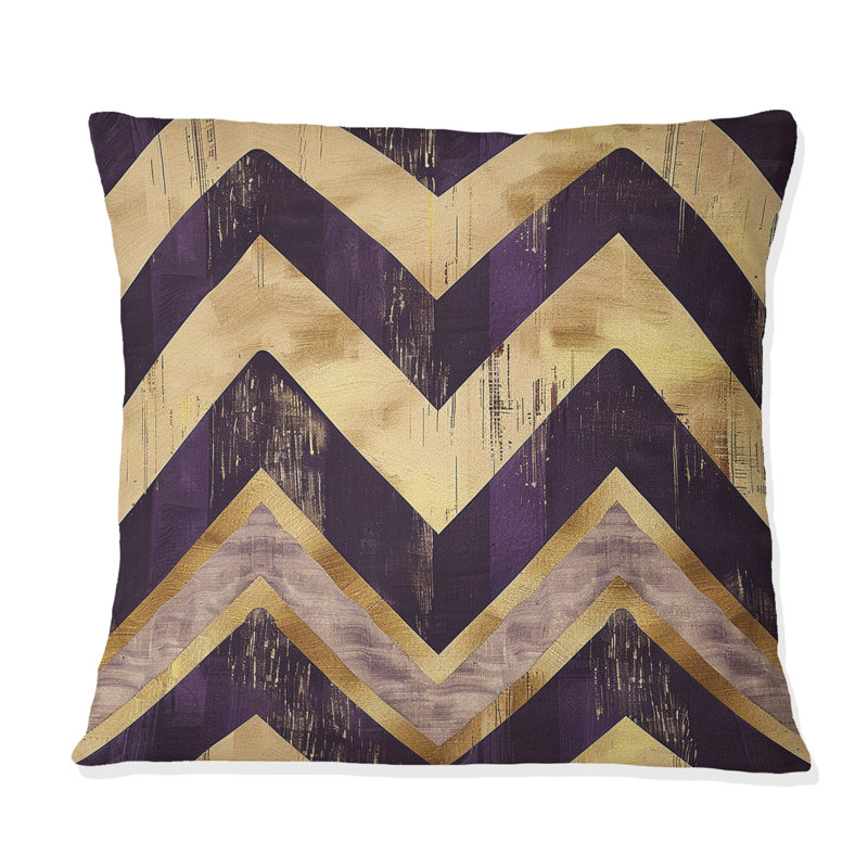 Chevron mauve majestueux I - coussin décoratif traditionnel, H 18 po x l 18 po