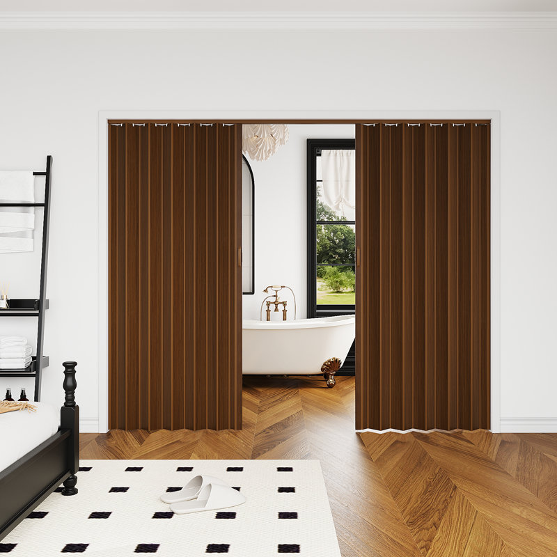 Porte accordéon 79 po, Noyer, 96 po x 80 po