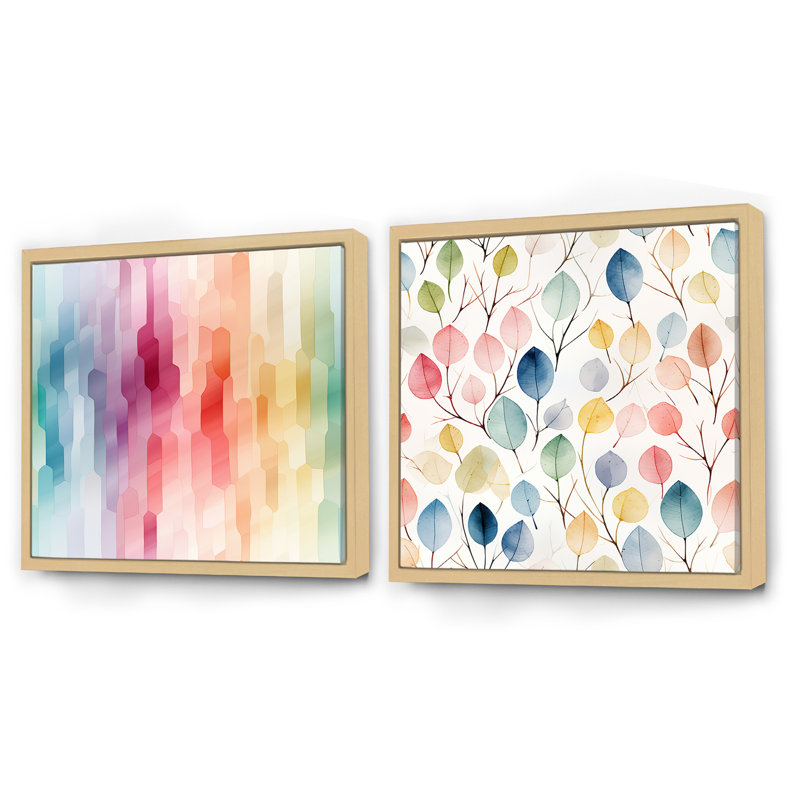Daandre - Ensemble de 2 collages carrés abstraits, Cadre flottant brun, H 30 po x l 61 po