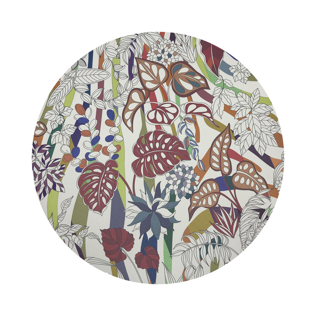 Sabi Jungle Vegan Leather Round Pebble Placemat (Set of 4) Nicolette Mayer 