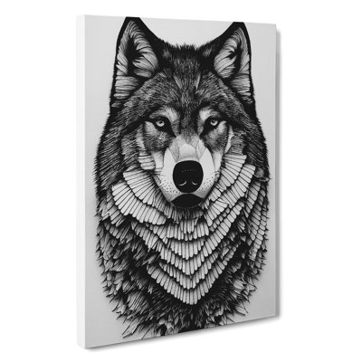 Monochrome Wolf No.2 - Wrapped Canvas Print