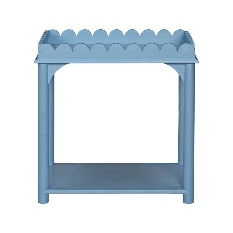Madeline Scalloped Rectangle Side Table, Light Blue