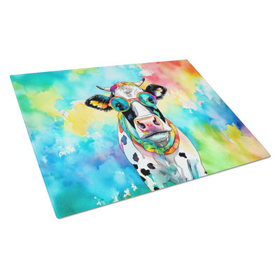 Hippie Animal Cow Glass Cutting Board