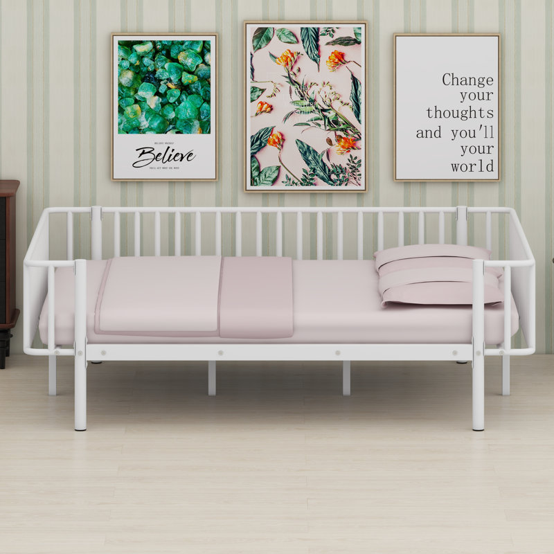 Durable Daybed Frame Featuring Solid Slat Base and Sofa Functionality, White
