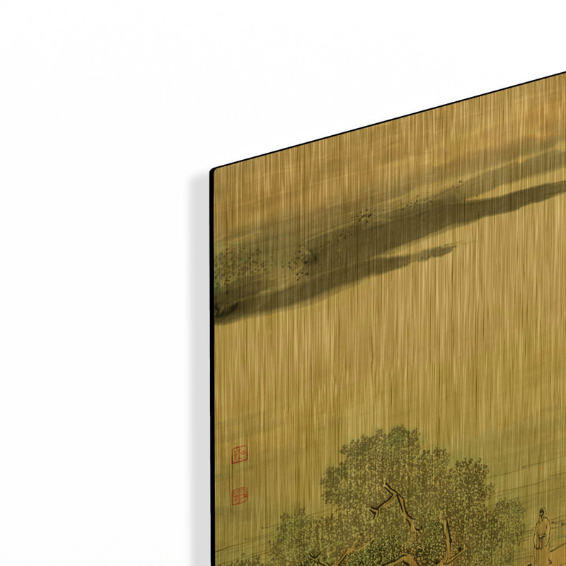 «A Stroll long the Riverbank» par River Han, art mural en métal doré, 48 po x 24 po, 48 po x 24 po