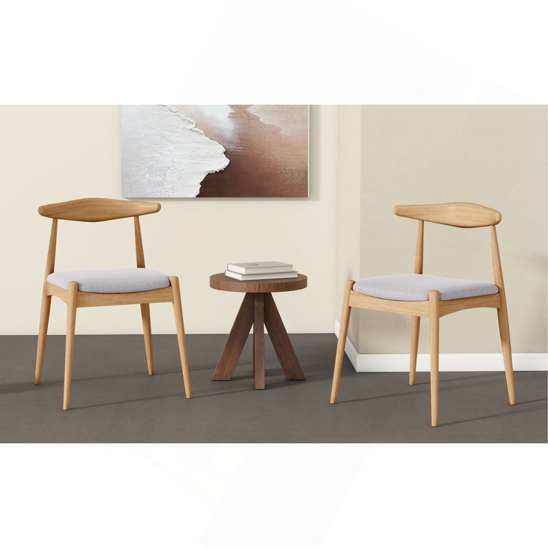 Élégant ensemble de chaises en bois avec sièges rembourrés et design Mid-Century, parfait pour tout espace de détente., Beige